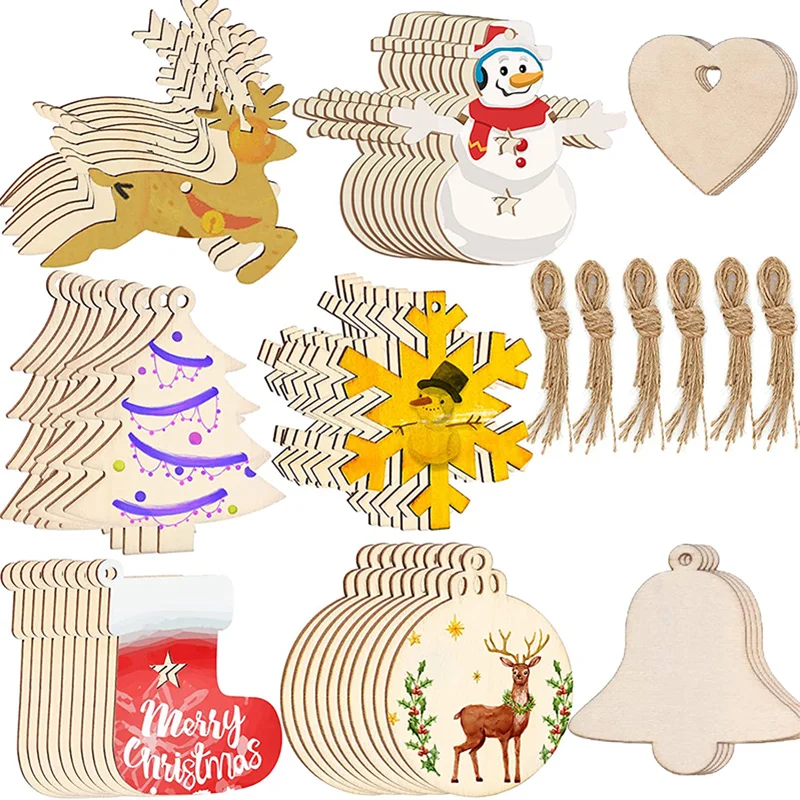 Oud Wood Chip - 10Pcs Unfinished Christmas Wooden Ornaments Blanks