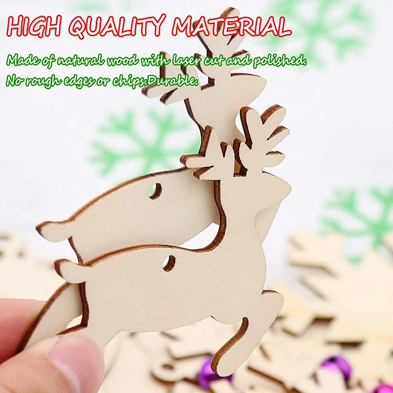 10Pcs Unfinished Christmas Woo - Oud Wood Chip 评论和价格