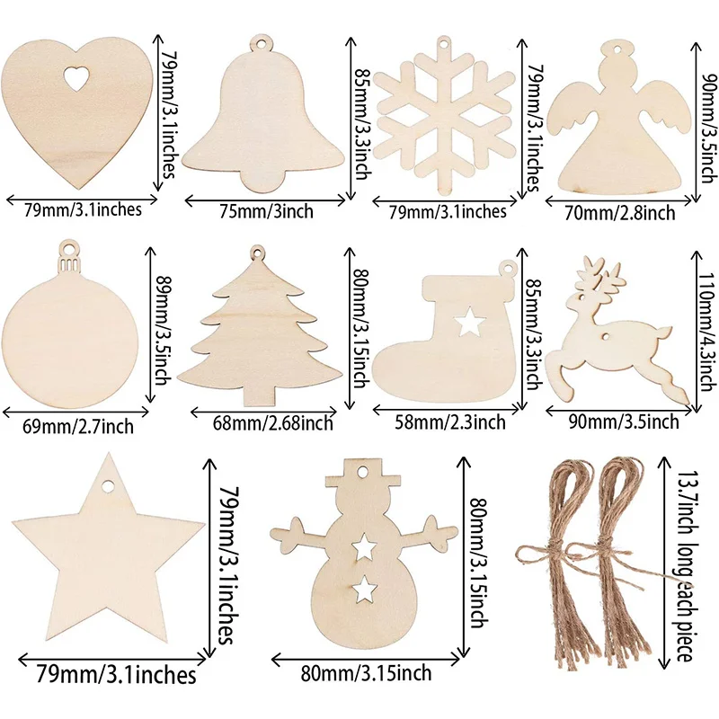 10Pcs Unfinished Christmas Woo - Oud Wood Chip 评论和价格