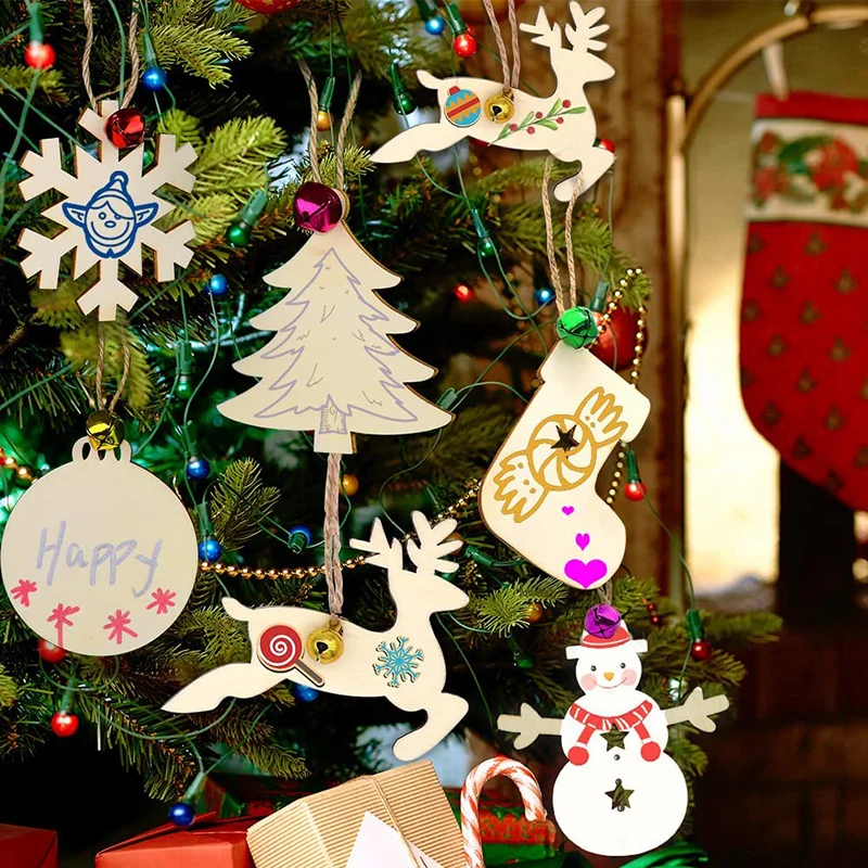 10Pcs Unfinished Christmas Woo - Oud Wood Chip 评论和价格